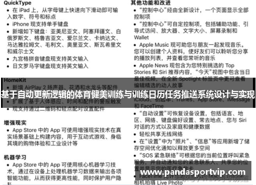 基于自动更新逻辑的体育健美训练与训练日历任务推送系统设计与实现